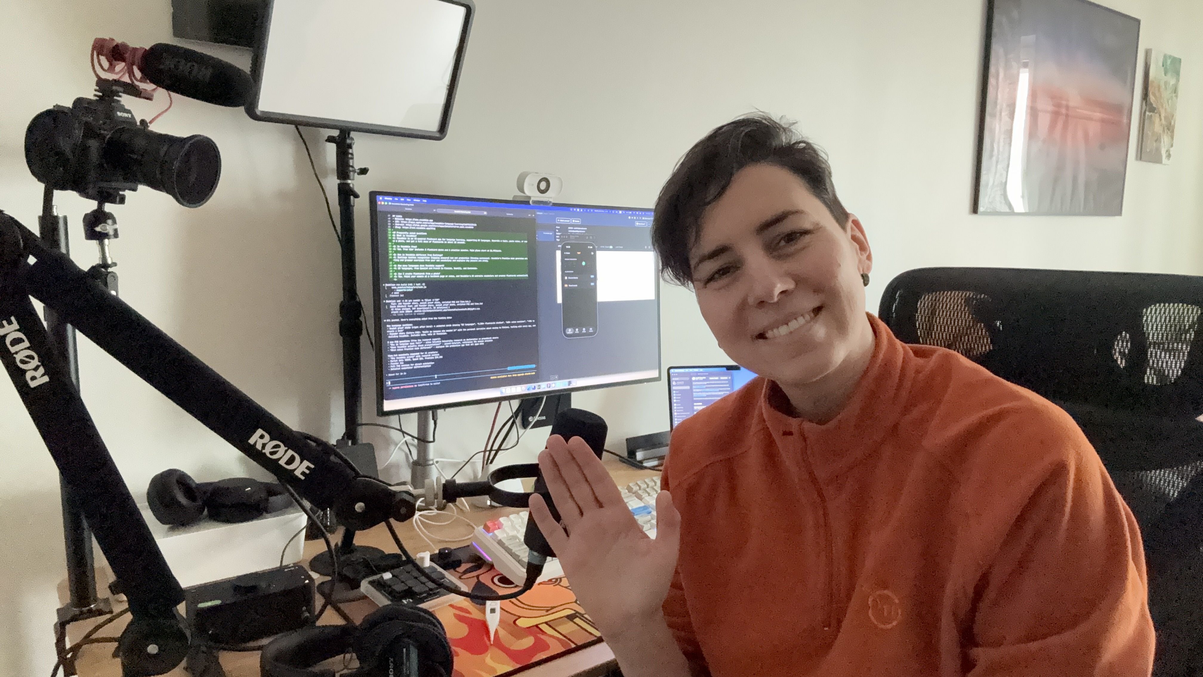 Antonija Pek, founder of Vocabbie, at her desk building the app